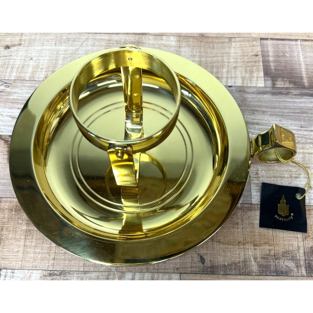Partylite 8" Brass Ships Bell Wall Sconce Tabletop Candle Holder Finger Heavy